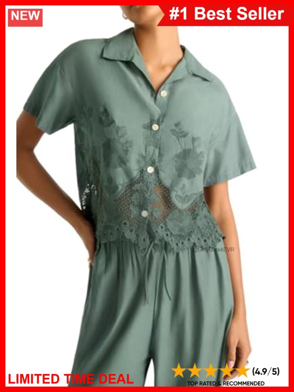 Cropped Button Front Swim Cover Up Shirt Relaxed Fit Beachwear